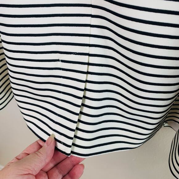 NEW Chicos Size 2 US L Striped Blazer Jacket White Black Nautical Career Stretch - Picture 6 of 10